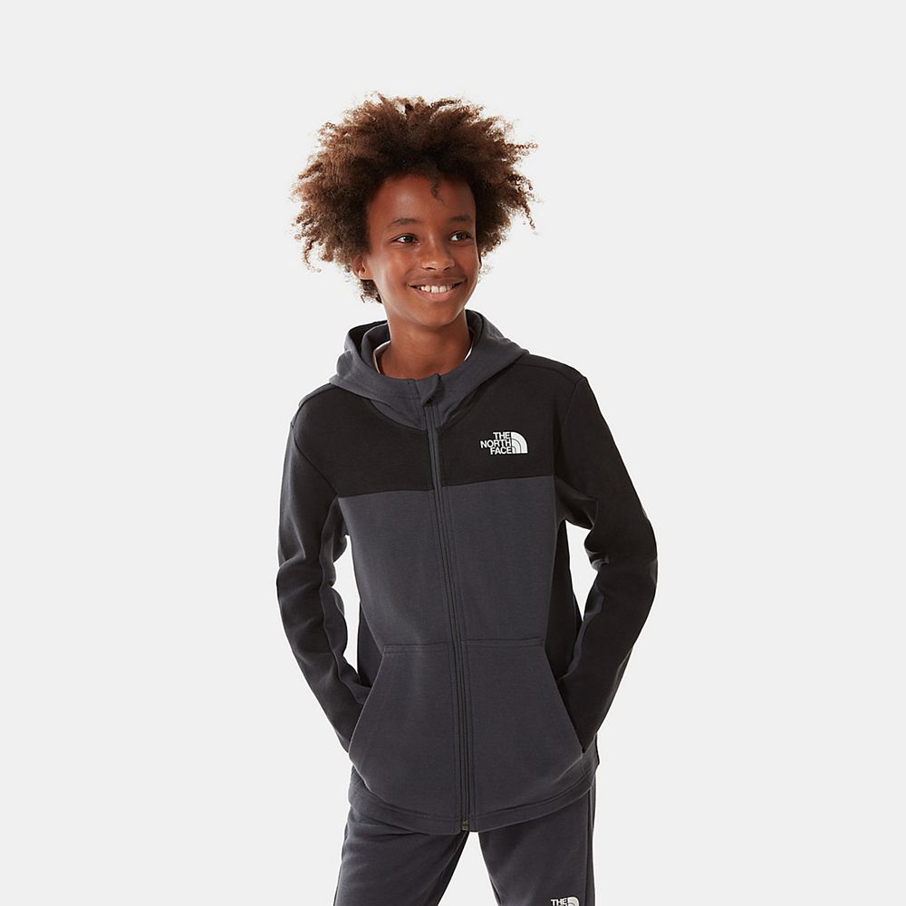 The North Face Hoodie Boys Australia - The North Face Slacker Zip-Up Grey / Black (GTH-190452)